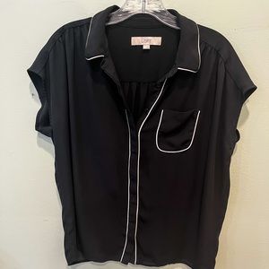 Anne Taylor Loft Black Button Down Blouse